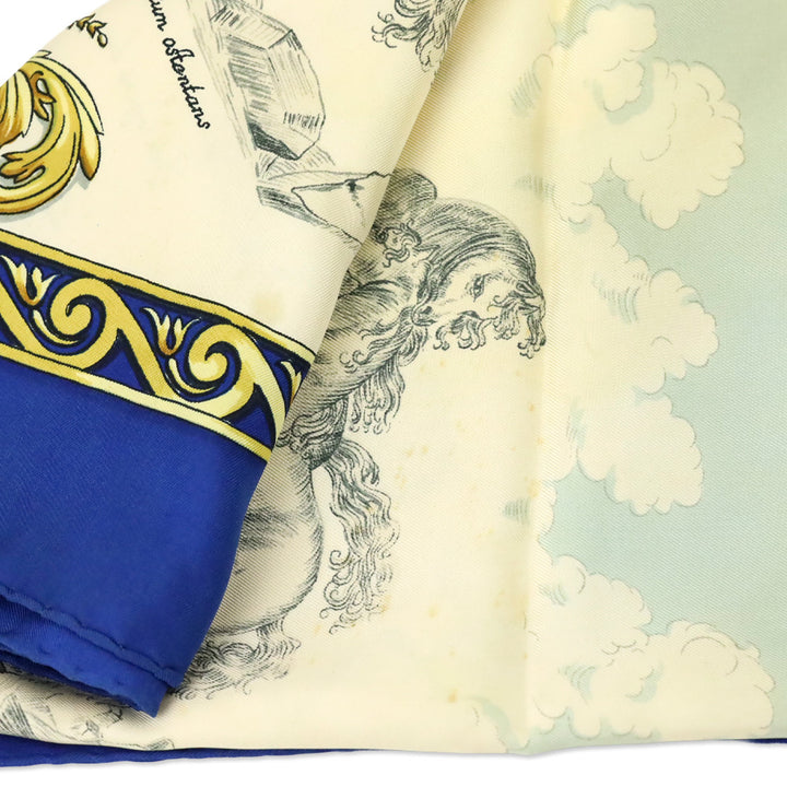 Hermès Blue/Cream Courbettes et Cabrioles Carré Silk Scarf