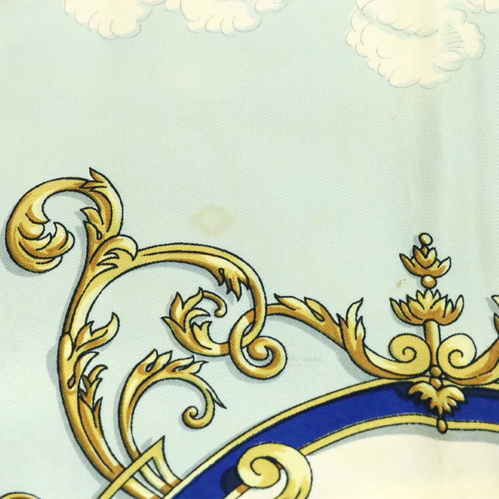Hermès Blue/Cream Courbettes et Cabrioles Carré Silk Scarf