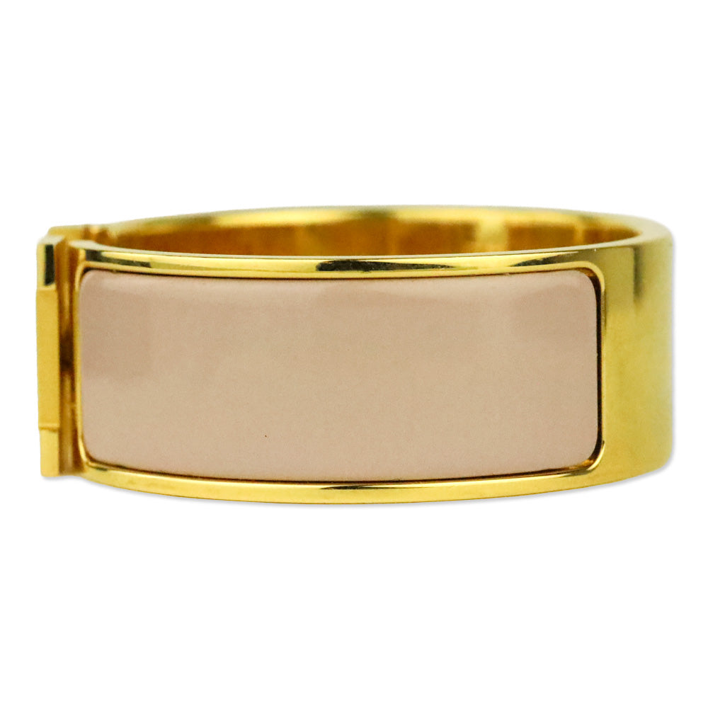 Hermès Blush Enamel Yellow Gold-Plated Clic Clac H PM Bracelet