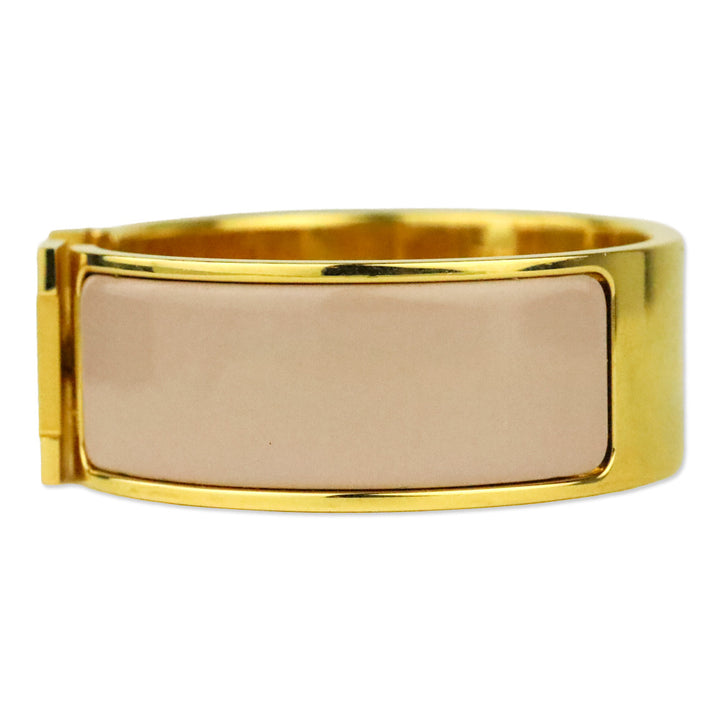Hermès Blush Enamel Yellow Gold-Plated Clic Clac H PM Bracelet