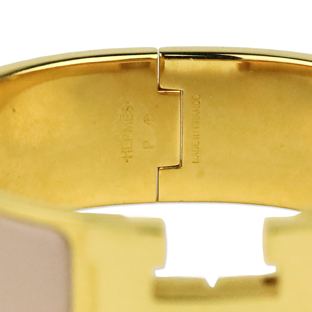 Hermès Blush Enamel Yellow Gold-Plated Clic Clac H PM Bracelet