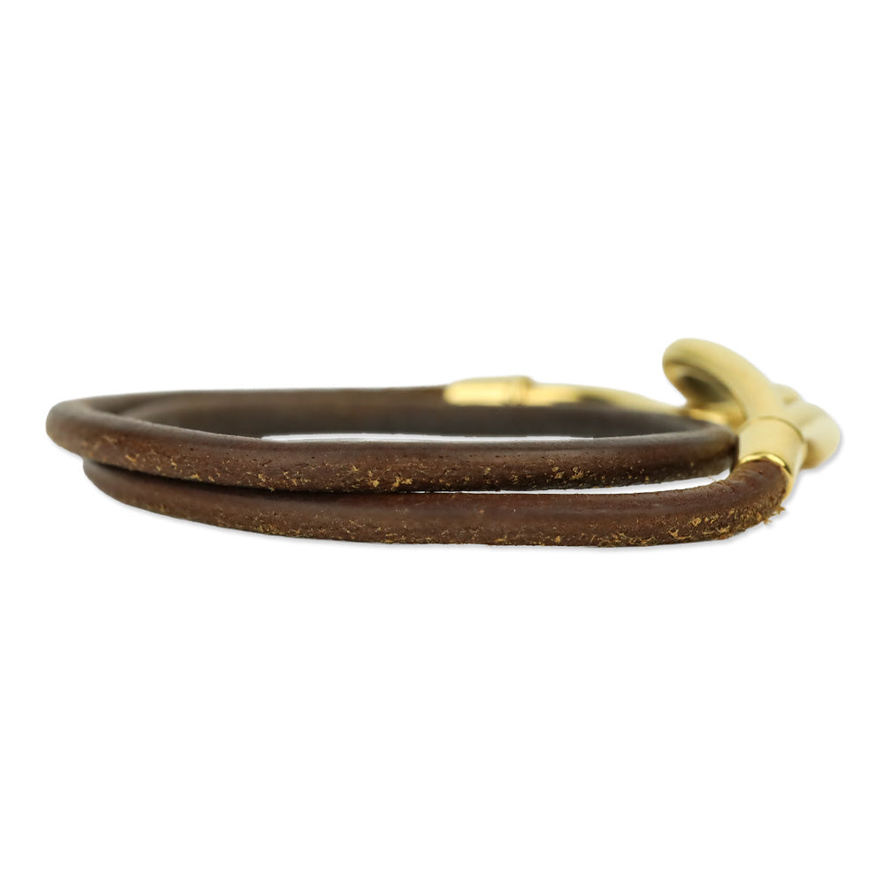 Hermès Brown Leather Jumbo Hook Double Tour Bracelet