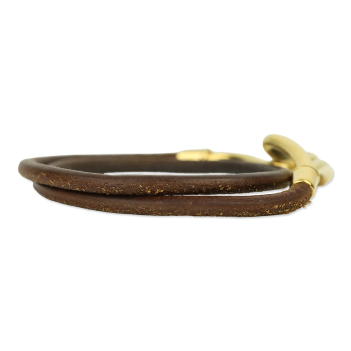 Hermès Brown Leather Jumbo Hook Double Tour Bracelet