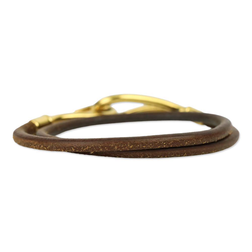 Hermès Brown Leather Jumbo Hook Double Tour Bracelet