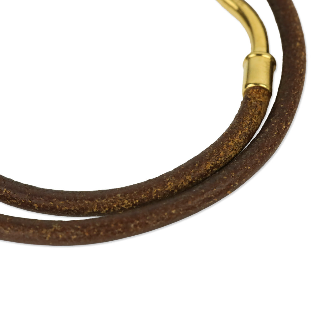 Hermès Brown Leather Jumbo Hook Double Tour Bracelet
