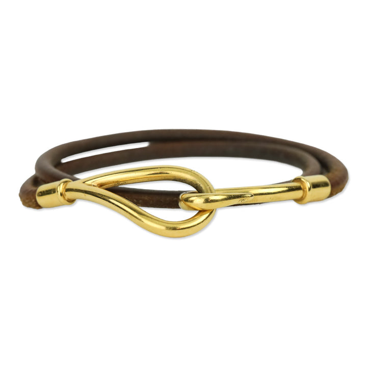 Hermès Brown Leather Jumbo Hook Double Tour Bracelet
