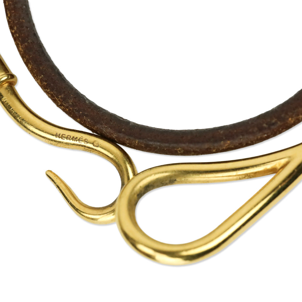 Hermès Brown Leather Jumbo Hook Double Tour Bracelet