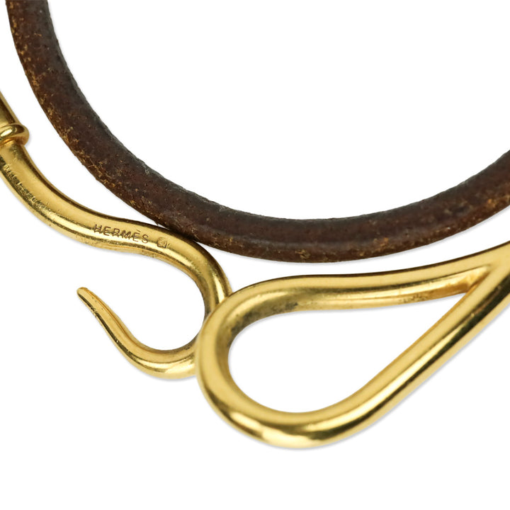 Hermès Brown Leather Jumbo Hook Double Tour Bracelet