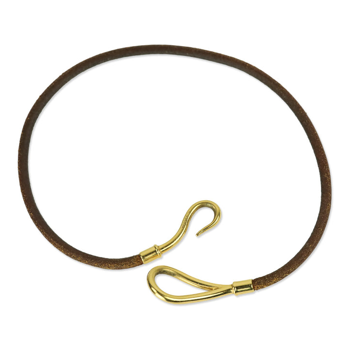 Hermès Brown Leather Jumbo Hook Double Tour Bracelet