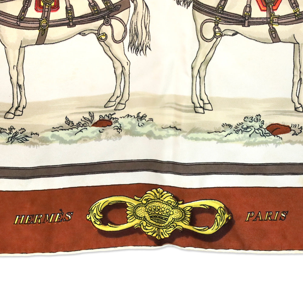 Hermès Brown/Green Harnais A l’Anglaise Silk Carré Scarf