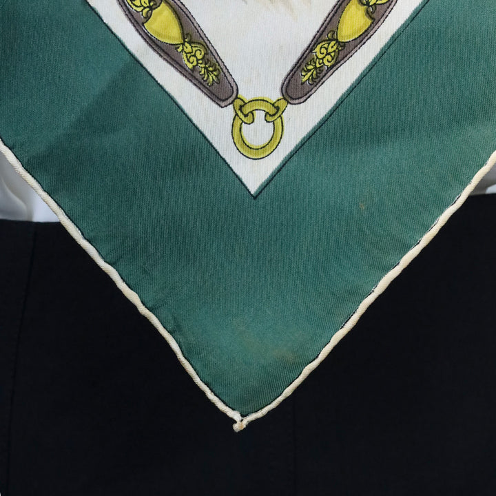 Hermès Brown/Green Harnais A l’Anglaise Silk Carré Scarf