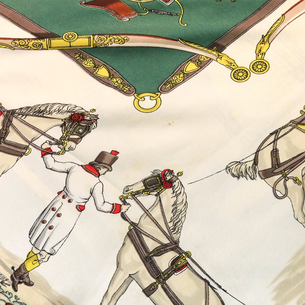 Hermès Brown/Green Harnais A l’Anglaise Silk Carré Scarf