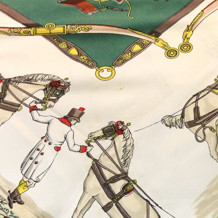 Hermès Brown/Green Harnais A l’Anglaise Silk Carré Scarf