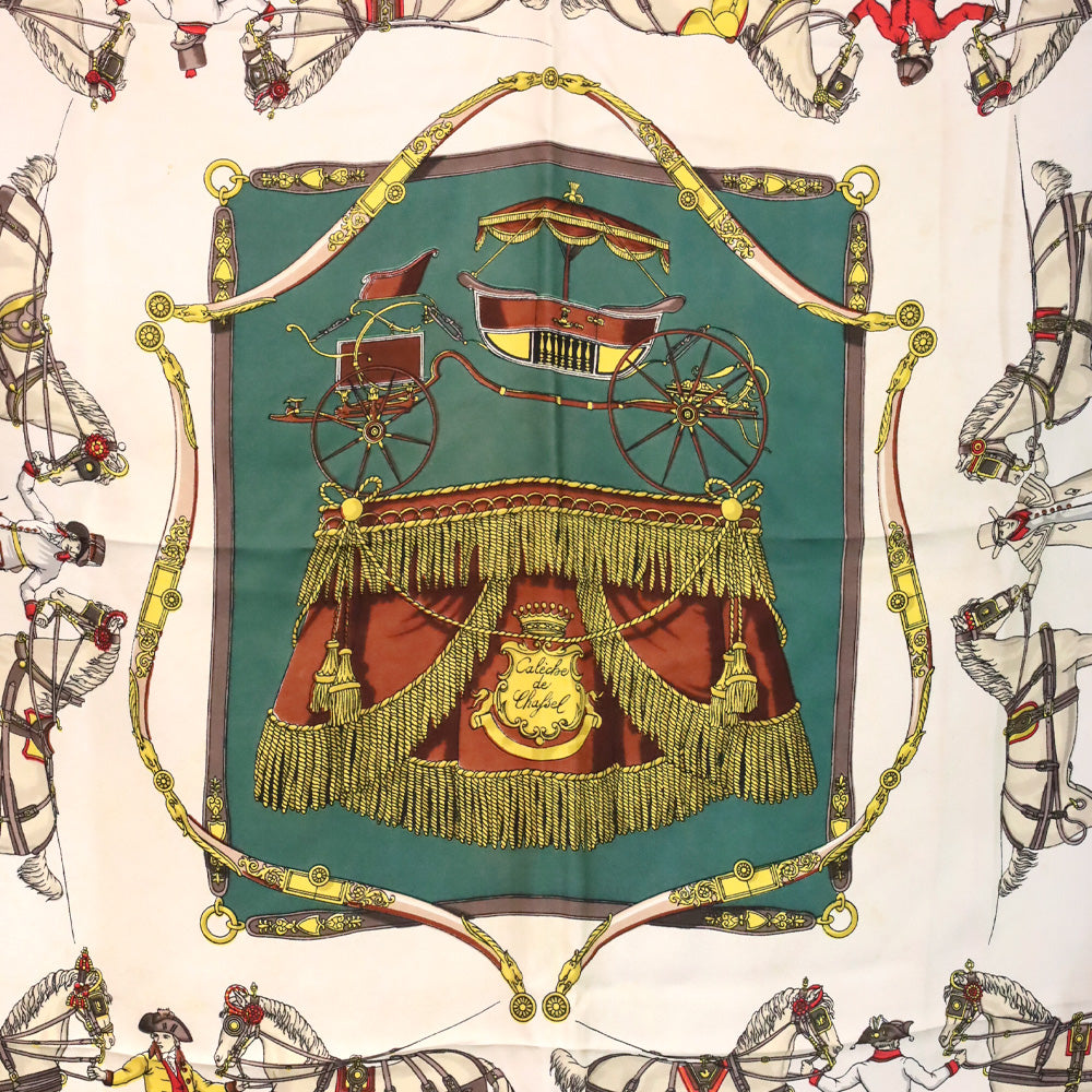 Hermès Brown/Green Harnais A l’Anglaise Silk Carré Scarf