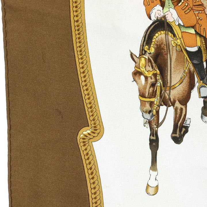 Hermès Brown/White "Reprise" Silk Carré 90 Scarf