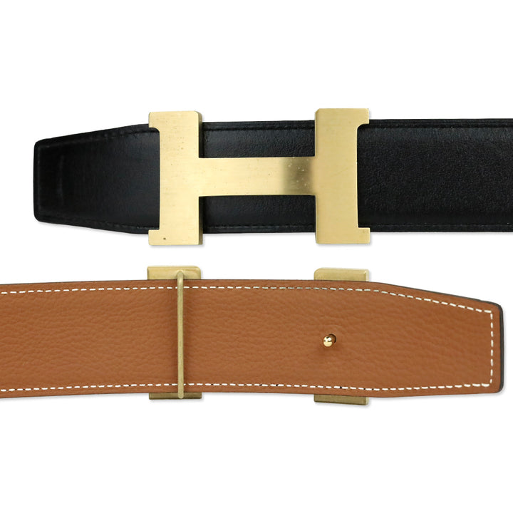 Hermès Constance Belt Buckle & Reversible Macassar/Gold Leather Strap