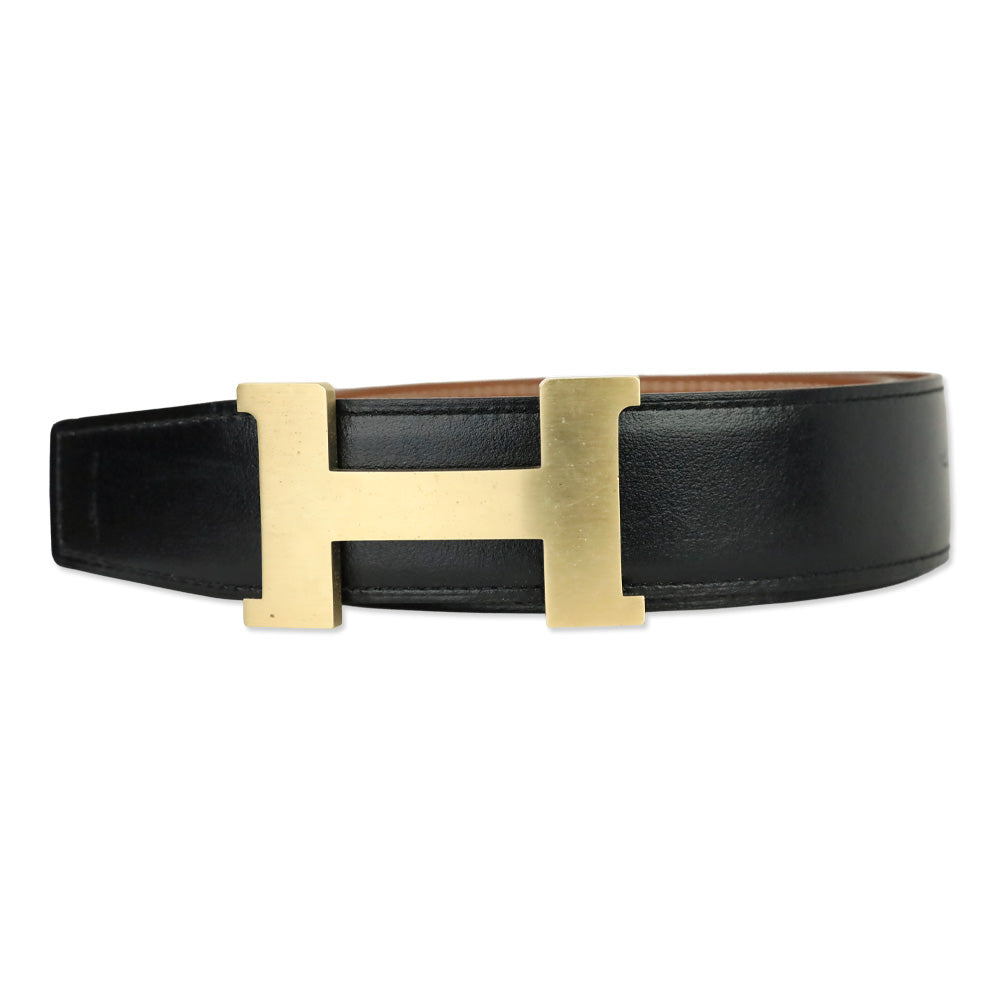 Hermès Constance Belt Buckle & Reversible Macassar/Gold Leather Strap