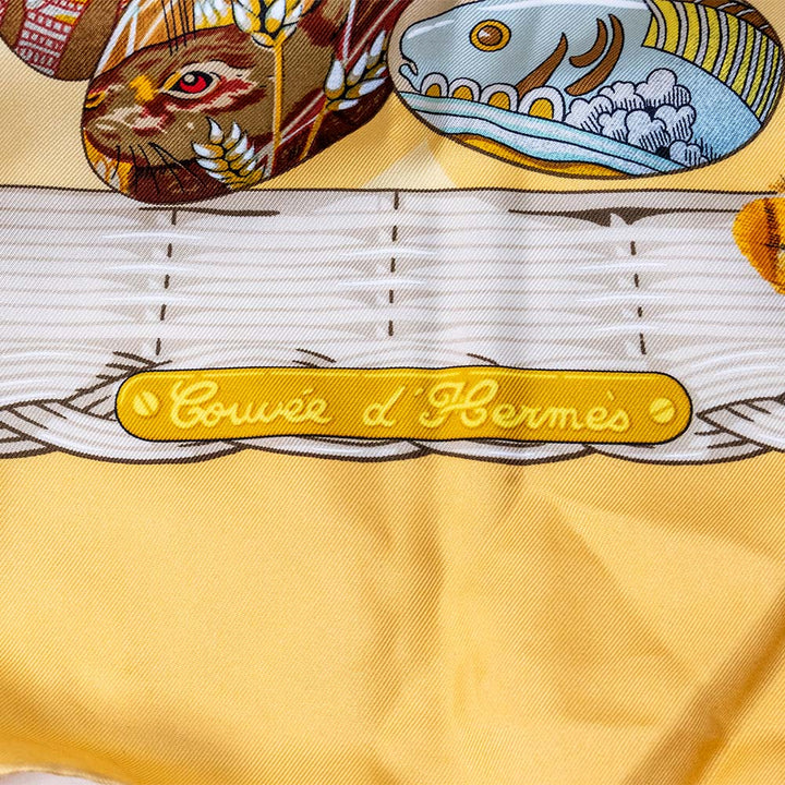 Hermes Couvee d' Hermes Yellow Silk Scarf