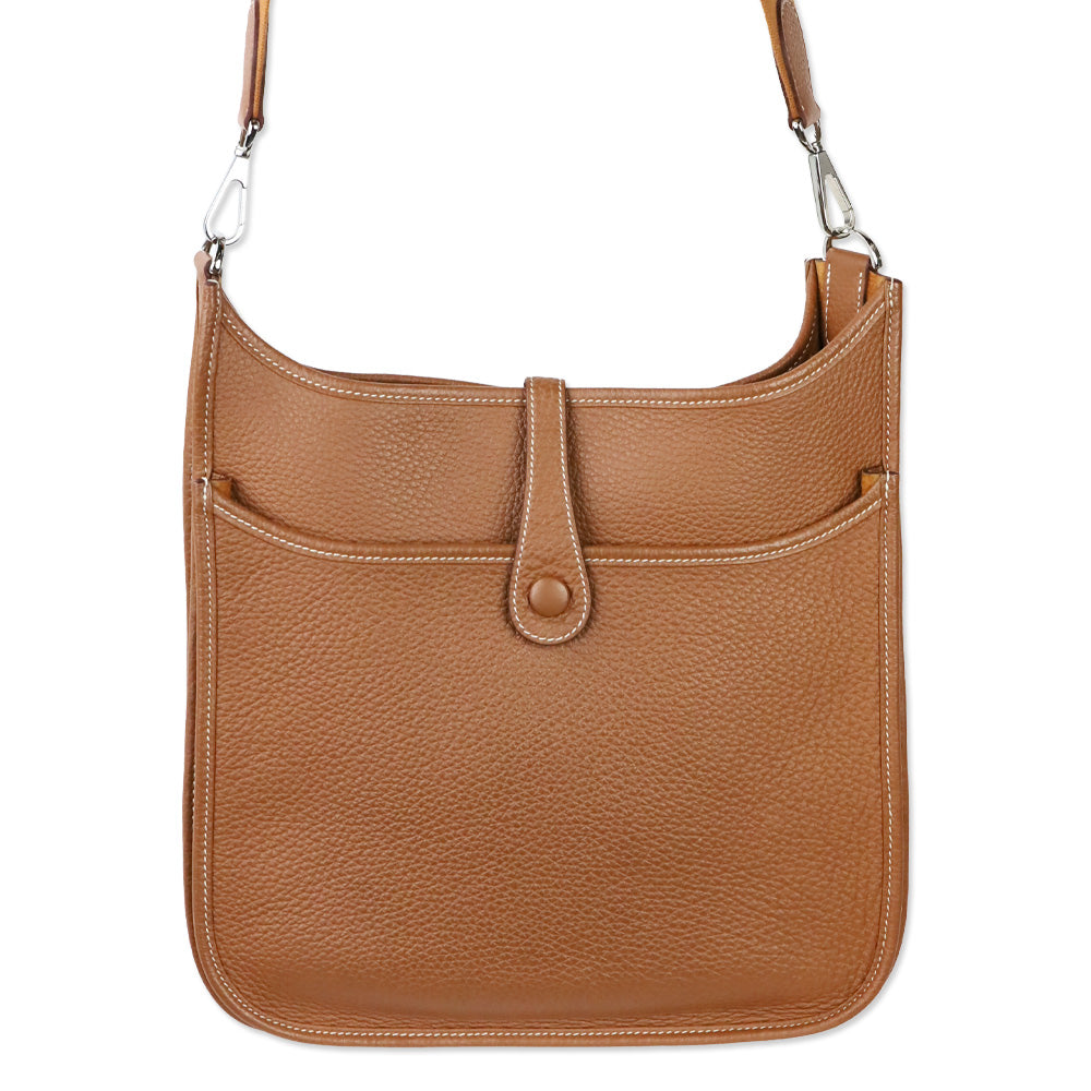 Hermès Gold Taurillon Clemence Evelyne III 29 PM in Palladium Hardware