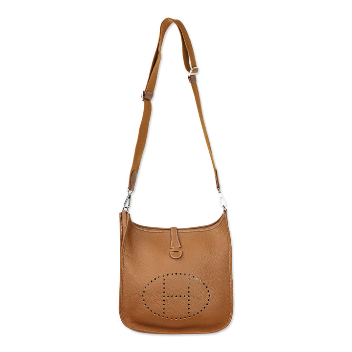 Hermès Gold Taurillon Clemence Evelyne III 29 PM in Palladium Hardware