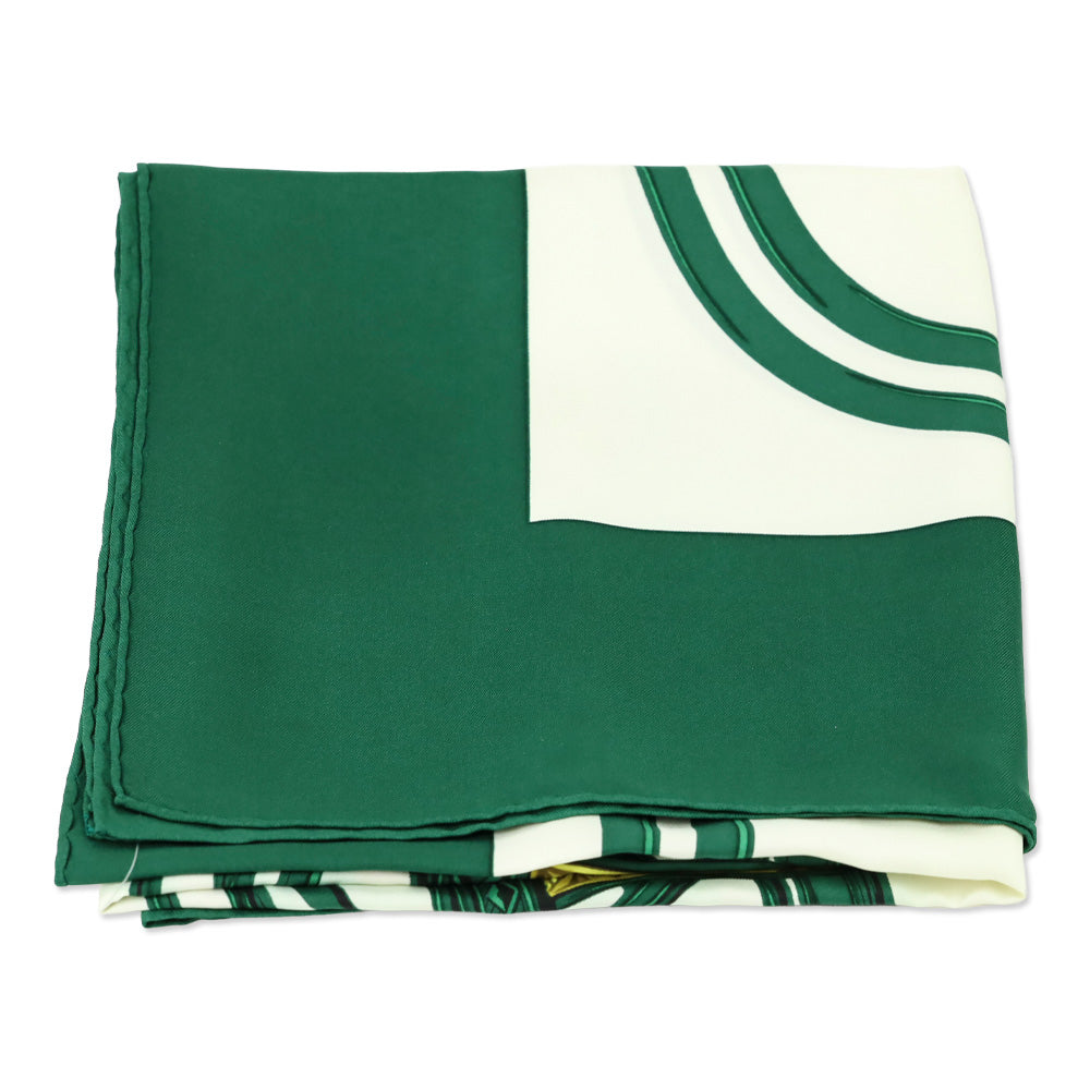 Hermès Green/Gold Brides de Gala Carré 90cm Silk Scarf