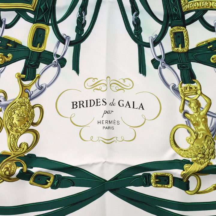Hermès Green/Gold Brides de Gala Carré 90cm Silk Scarf