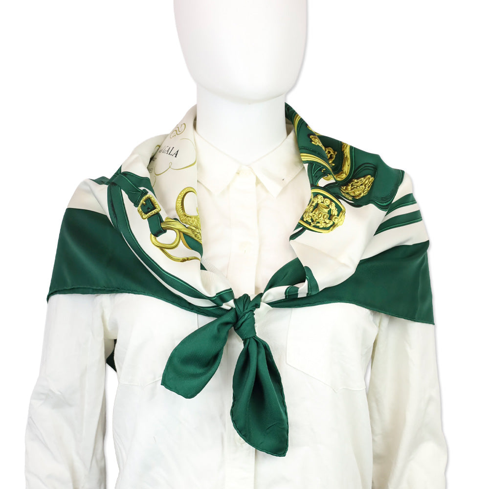 Hermès Green/Gold Brides de Gala Carré 90cm Silk Scarf