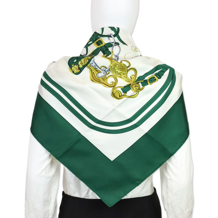 Hermès Green/Gold Brides de Gala Carré 90cm Silk Scarf