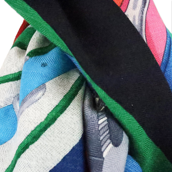 Hermès Green/Pink/Blue Mors à Jouets Chemise Cashmere 140 Shawl