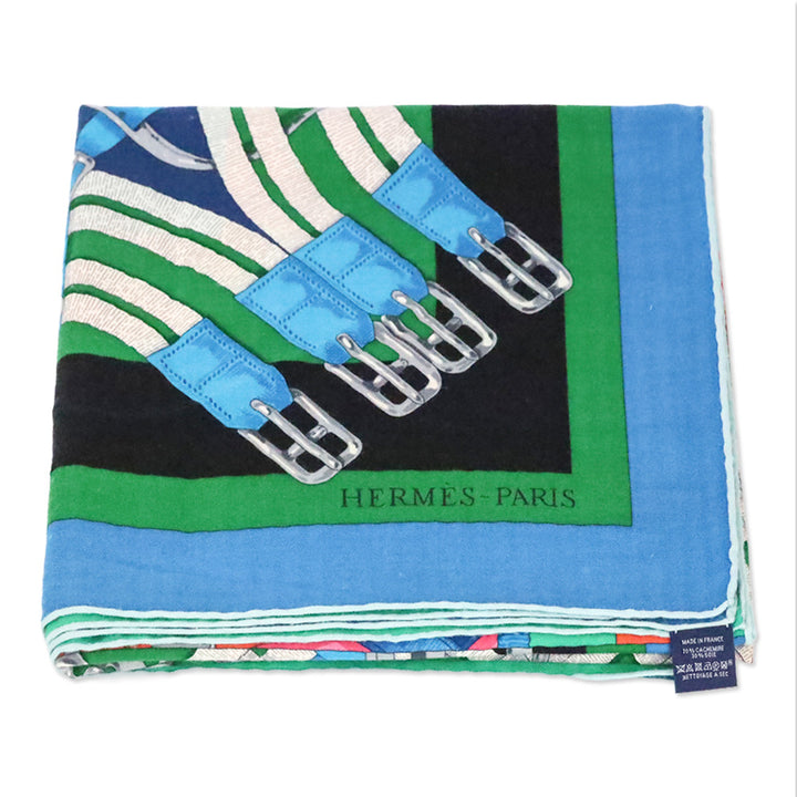 Hermès Green/Pink/Blue Mors à Jouets Chemise Cashmere 140 Shawl
