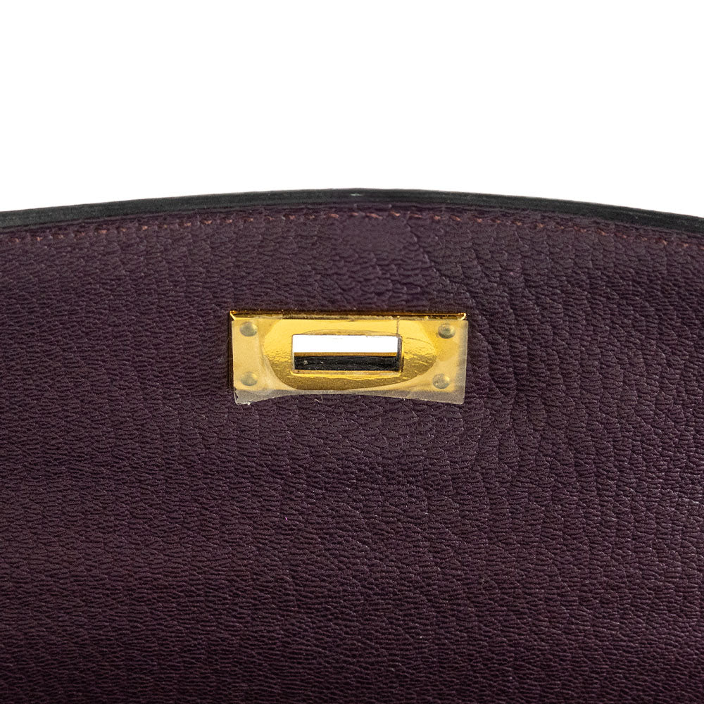 Hermès Kelly Retourne 35 Purple Clemence Gold Hardware