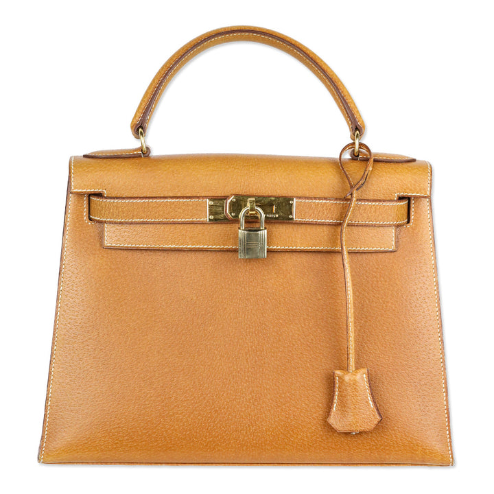 Hermès Kelly Sellier 28 Naturel Sable Peau Porc Gold Hardware