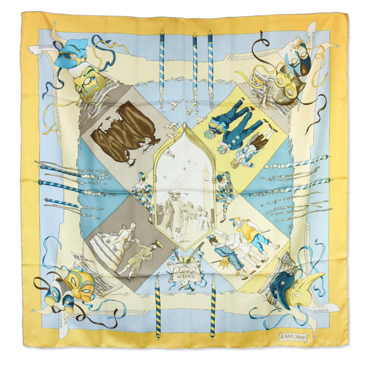 Hermès Le Carnaval de Venise by Hubert de Watrigant 90cm Silk Scarf
