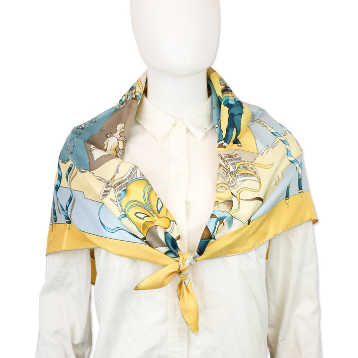 Hermès Le Carnaval de Venise by Hubert de Watrigant 90cm Silk Scarf