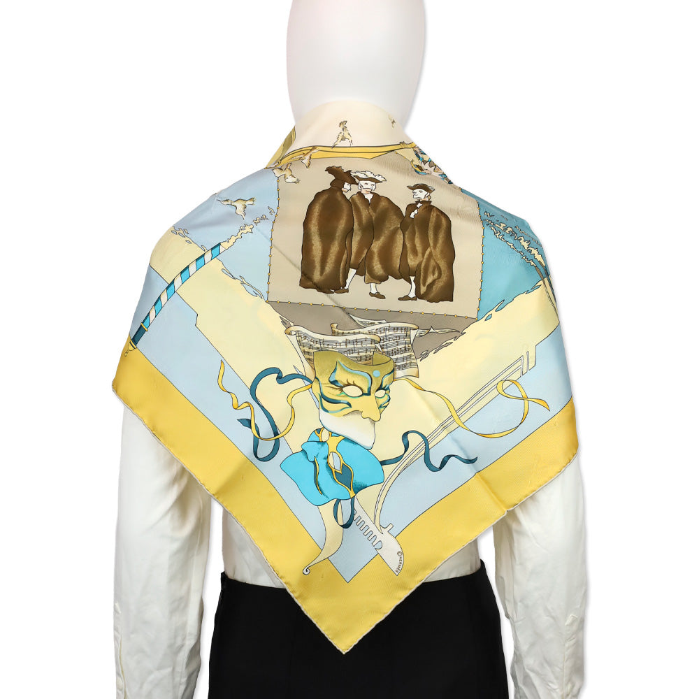 Hermès Le Carnaval de Venise by Hubert de Watrigant 90cm Silk Scarf