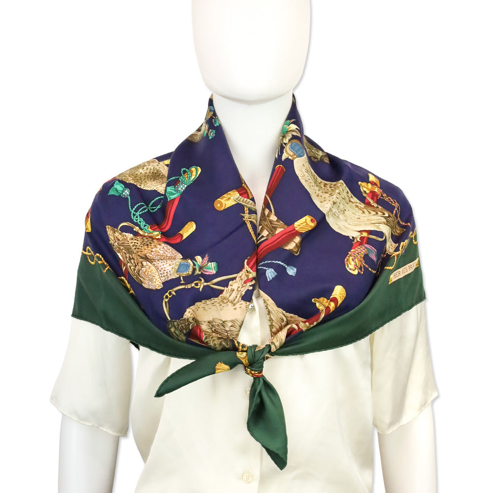 Hermès Les Oiseaux du Roy Silk Carré 90 Scarf