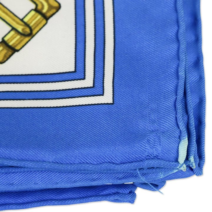 Hermès Navy-Off-White-Multi Les Sangles J. Mentz Silk Scarf 90