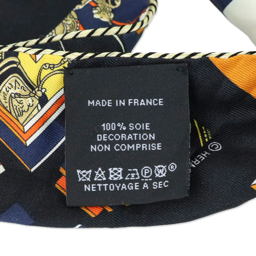 Hermès Noir/Orange/Crème Springs Springs Baguette Silk Twilly
