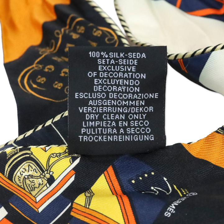 Hermès Noir/Orange/Crème Springs Springs Baguette Silk Twilly