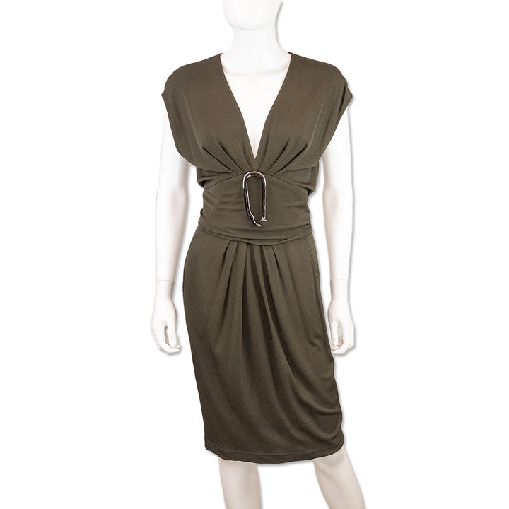 Hermès Olive Sleeveless Midi Dress