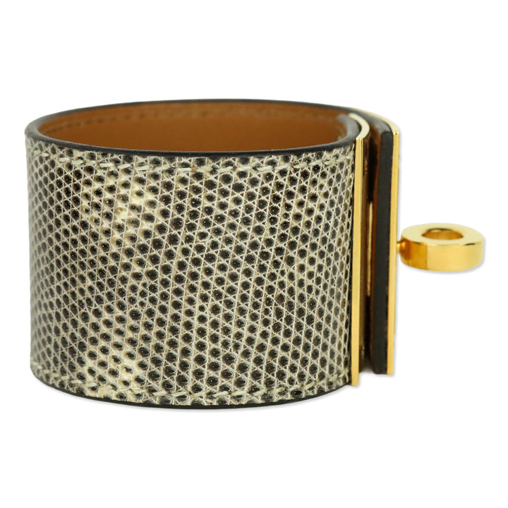 Hermès Ombre Lizard Gold Plated Kelly Dog Cuff Bracelet