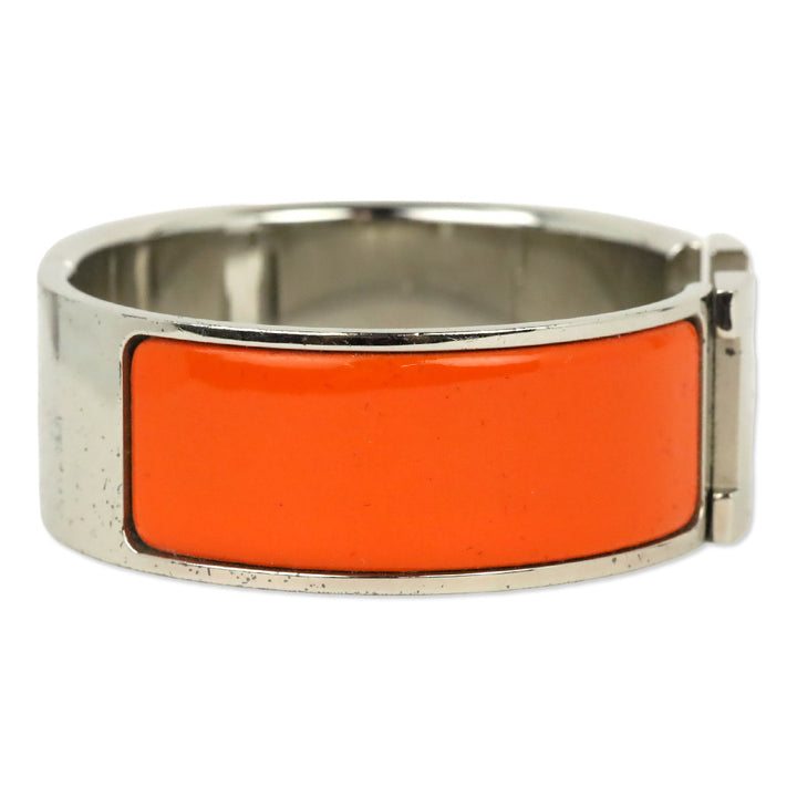 Hermès Orange Enamel Silver Clic Clac H Bracelet