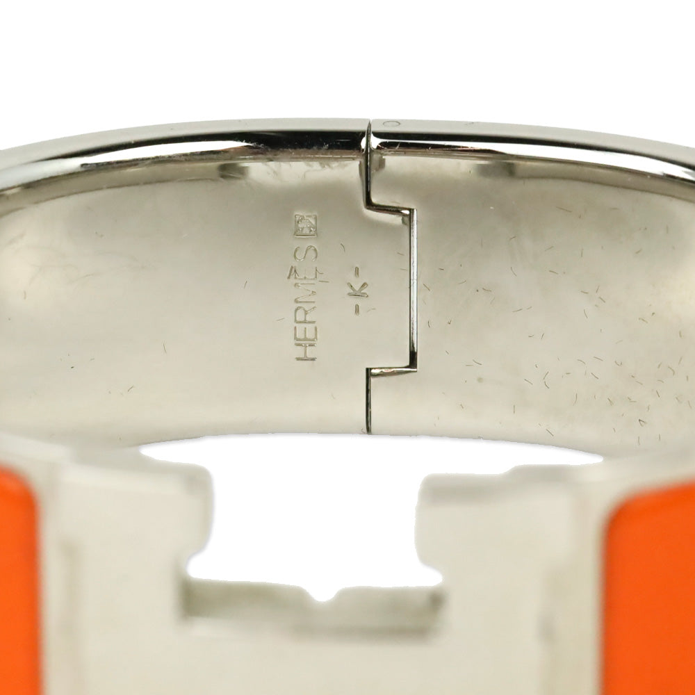 Hermès Orange Enamel Silver Clic Clac H Bracelet