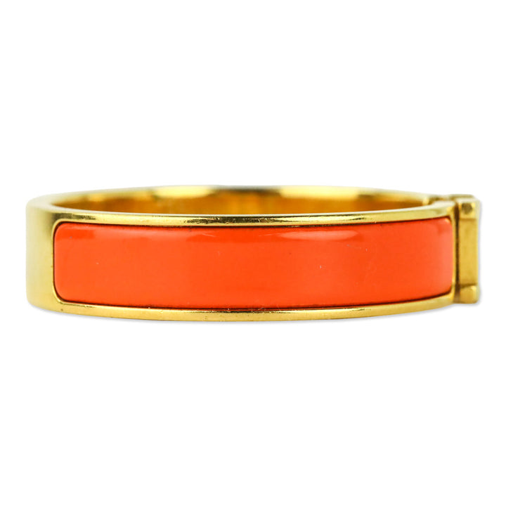 Hermès Orange Fruité Enamel Yellow Gold Clic H Bracelet