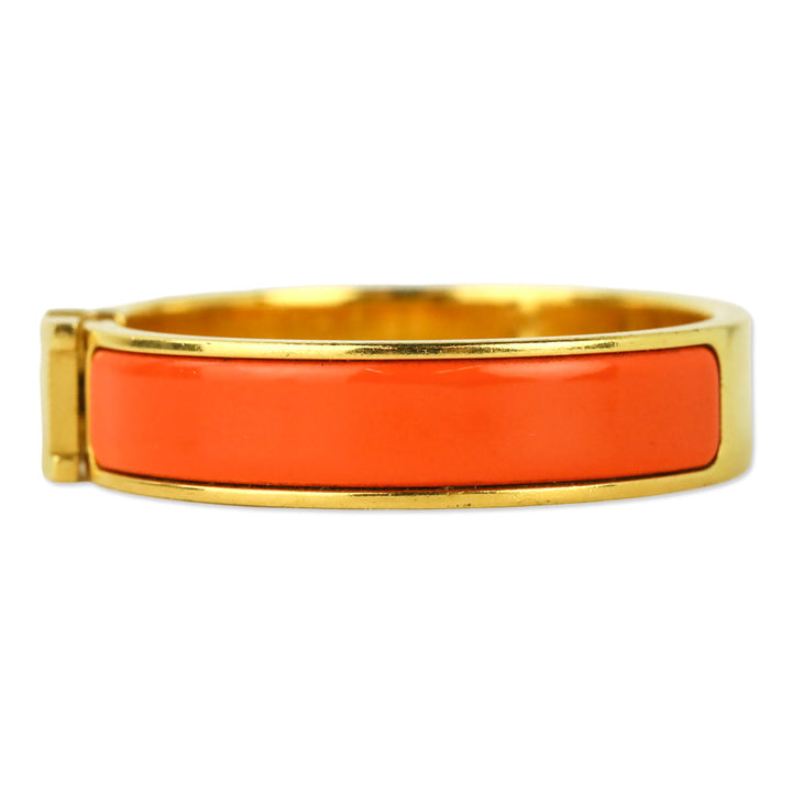 Hermès Orange Fruité Enamel Yellow Gold Clic H Bracelet