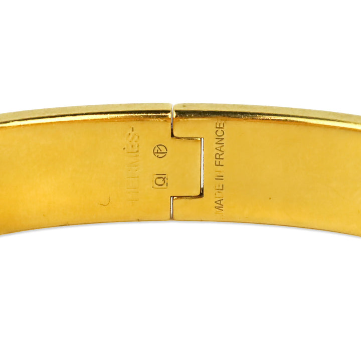 Hermès Orange Fruité Enamel Yellow Gold Clic H Bracelet