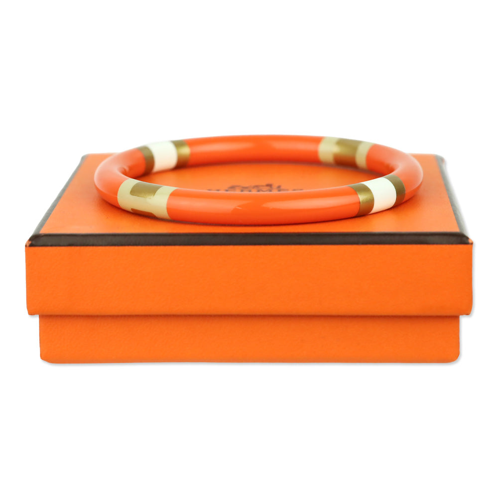 Hermès Orange H Equipe Small Model Bangle Bracelet