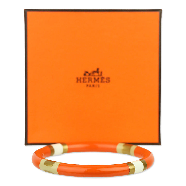 Hermès Orange H Equipe Small Model Bangle Bracelet