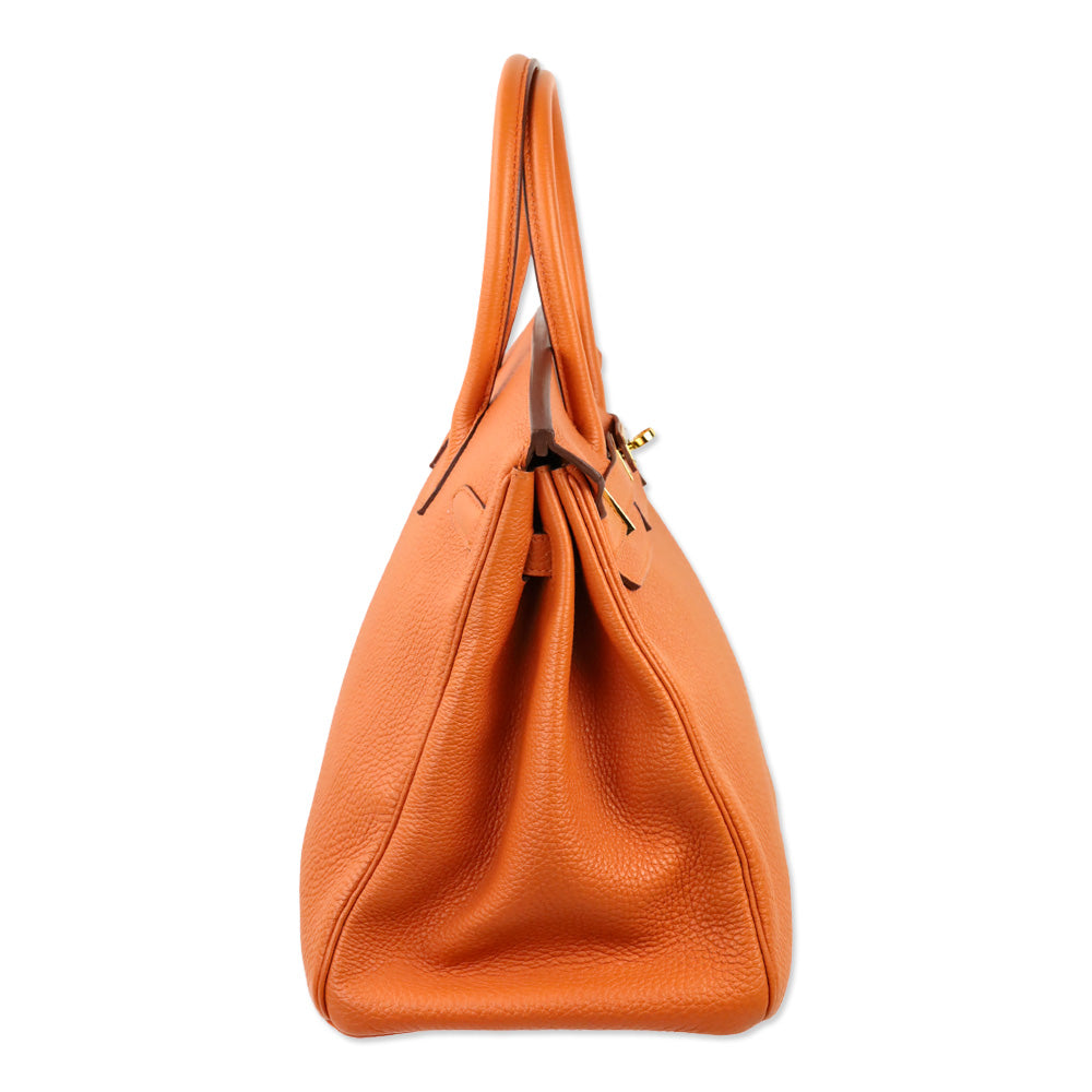 Hermès Orange Togo Retourne Birkin 35 with Gold-Plated Hardware