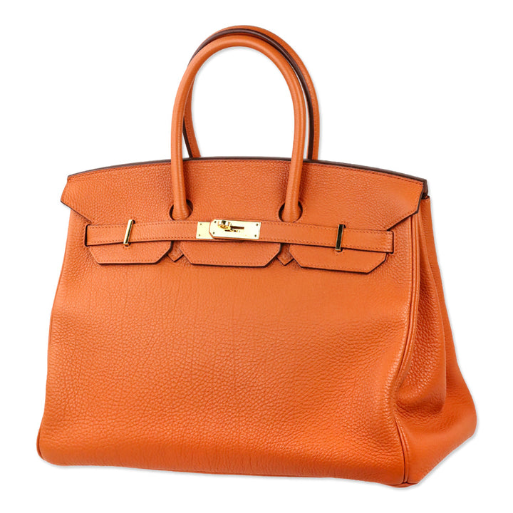 Hermès Orange Togo Retourne Birkin 35 with Gold-Plated Hardware